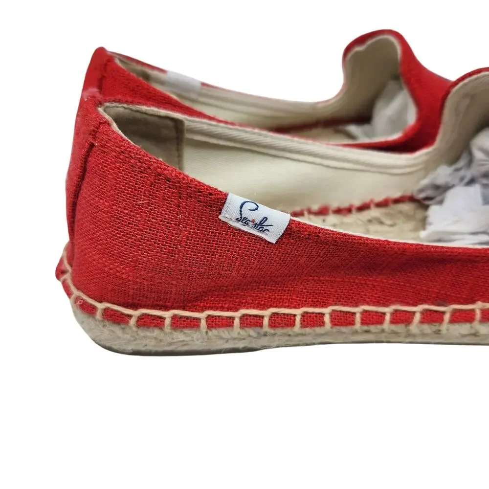 Seastar Red Embroidered Pineapple Slip On Espadrille Flats Casual Shoes Size 7